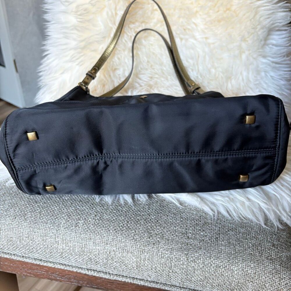 Eric Javits Black Nylon Shoulder Bag Gold Trim Hardware Designer Purse Classic - Picture 6 of 15